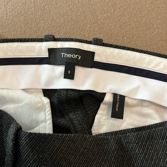 THEORY PINTUCK PANT KNIT TWILL 2 - Dark Grey Charcoal - Size 8 - Picture 5 of 13